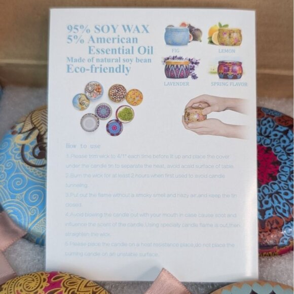Candle Gift Set Soy Essential Oil 4 Piece Aromatherapy Fig Lemon Lavendar Spring - Picture 13 of 13